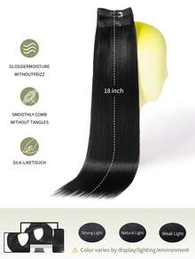 DNE HAIR 7件組夾式真人髮接髮 120G 1# 噴墨黑 雙層髮束隱形夾式 Remy 髮接髮 無縫柔軟厚髮尾 防掉髮可重複使用 適合細髮女性女孩 沙龍日常婚禮派對造型 - S1 - 查看 8
