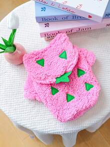PETCIRCLE 1件寵物衣服 小狗幼犬貓用 可愛寵物秋冬款 可愛風格 輕量透氣 柔軟布料 毛絨短款變身套裝 - 火龍果 - 彩色 - 查看 9