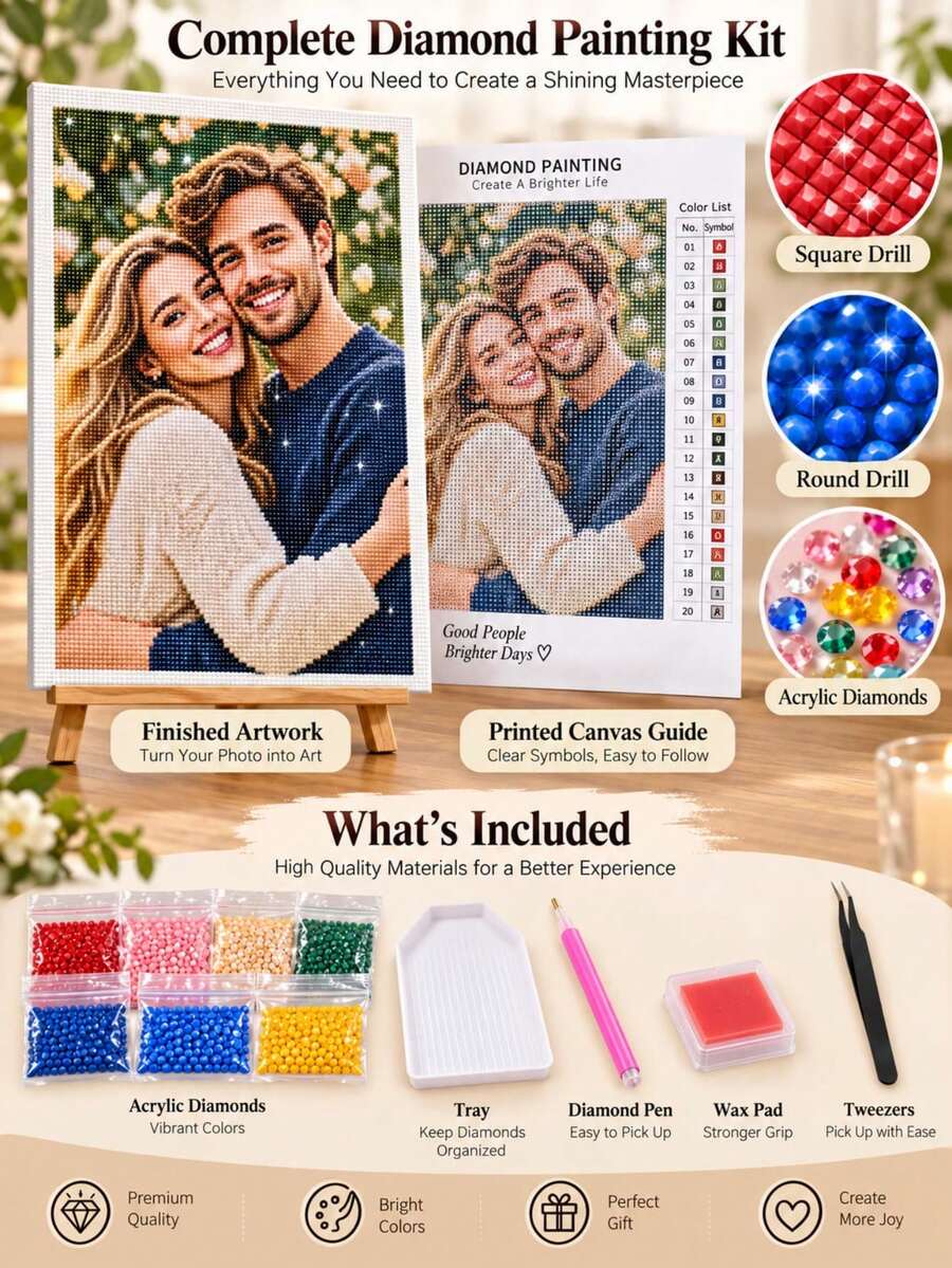 Custom Acrylic Diamond Painting Kit Personalized Photo Portrait Square Round Diamond DIY Diamond Art Wall Decor Gift