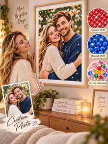 Custom Acrylic Diamond Painting Kit Personalized Photo Portrait Square Round Diamond DIY Diamond Art Wall Decor Gift - Multicolor - View 6