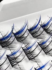 Hinarin 6 Pairs Clear Band Half Lashes And 72 Pcs Colored Cluster Lashes 2 Styles Mixed D Curl Eyelash Extensions Kit With Glue Tweezers Brush DIY Eyelash At Home Natural Wispy Lashes Extension With Makeup Tools - Black - View 7