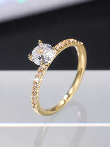 1 buah Cincin Zirkonia Kubik yang Indah, Aksesori Hadiah Ulang Tahun Pernikahan Wanita - 1# - View 2