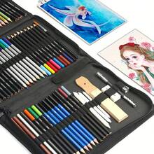 76 Drawing Sketching Kit Set - Pro Art Supplies With Sketchbook & Watercolor Paper - Include Tutorial,Watercolor,Graphite,Colored,Metallic,Pastel,Charcoal Pencil - For Artists Adults - 76-piece Painting Set - View 5
