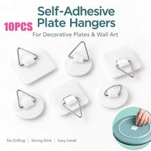 10Pcs Invisible Adhesive Plate Hanger Vertical Plate Holders For The Wall Hooks Decorative Plates Wall Holders For Display - Multicolor - View 13
