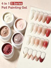 UR SUGAR 5pcs/Pack 4-In-1 Multi-Function Sculpting Gel 8ML Single Box, Suitable For Gradient Blush Effect And Hand-Painted Design, Thick Texture Easy To Shape, UV LED Light Curing - Multicolor - View 16