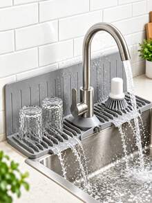 Alas Silikon Pelindung Percikan Keran Dapur, Alas Pengeringan Anti Noda untuk Wastafel Dapur, Rak Pengeringan Dapur, Alas Sabun untuk Wastafel Kamar Mandi, Botol Dispenser, Gelas, Perlengkapan Dapur, Aksesoris Kamar Mandi - A - View 14