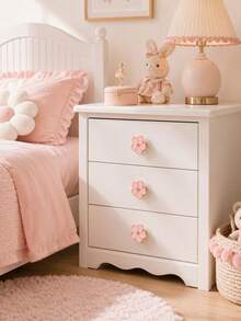 4pcs/Set Baby Nursery Floral Drawer Pulls, Pink Resin Cabinet Knobs, Cute Flower Vanity Handles For Nursery Furniture Decor - Multicolor - View 3