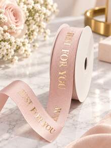 5/10/20/40m Customized Text Ribbon, Personalized 2cm Wide Gold Text Colorful Silk Satin Ribbon, Suitable For DIY Crafts, Bow Making, Wedding Decoration, Gift Wrapping And Party Decoration - Multicolor - View 4