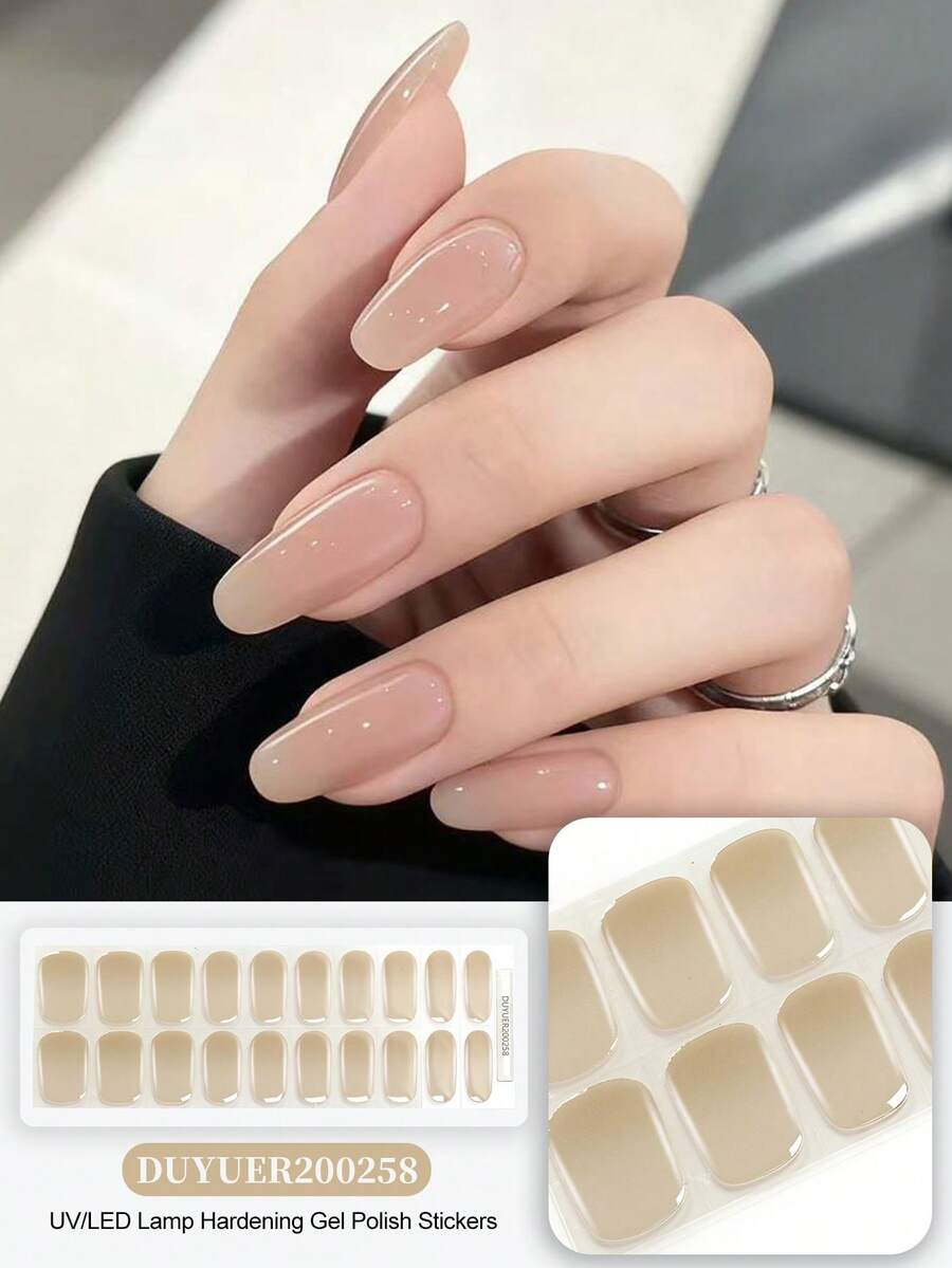 Christmas Semi Cured Gel Nail Strips, 20Pcs Long Lasting Salon Quality Wraps, Easy Apply & Remove Gel Nail Stickers With UV Light