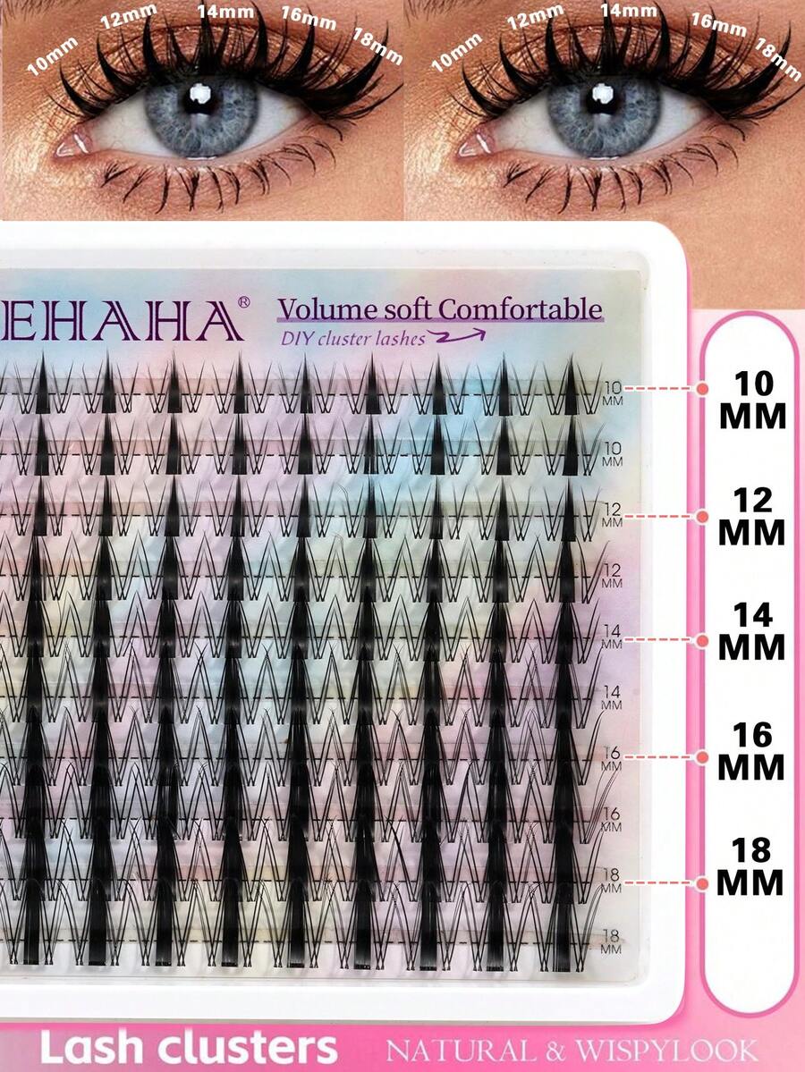 100 Pcs Fluffy Individual Eyelashes, D Curl, Thick And Long, Length 10-18mm, Suitable For DIY Eyelash Extensions, Beginners Can Easily Create Perfect Eyelashes At Home, An Ideal Gift For Women And Girls. - D - View 1