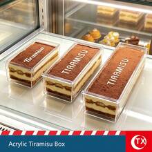 TX Transparent Acrylic Tiramisu Box, Rectangular Design With Lid, Includes Tiramisu Template And Scraper, Suitable For Cheesecake, Ladyfingers And Other Baked Goods, Essential For Holiday Parties, Birthdays, Gatherings And Home Kitchen - Multicolor - View 2