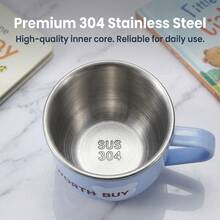 304 Stainless Steel Mugs, Double Wall Insulated Coffee Cup, Metal Coffee Cup With Handle, Cartoon Bear Pattern Portable Tea Cup, Drop-Resistant Metal Mug, Dishwasher Washable Water Cup For Student School - Multicolor - View 7