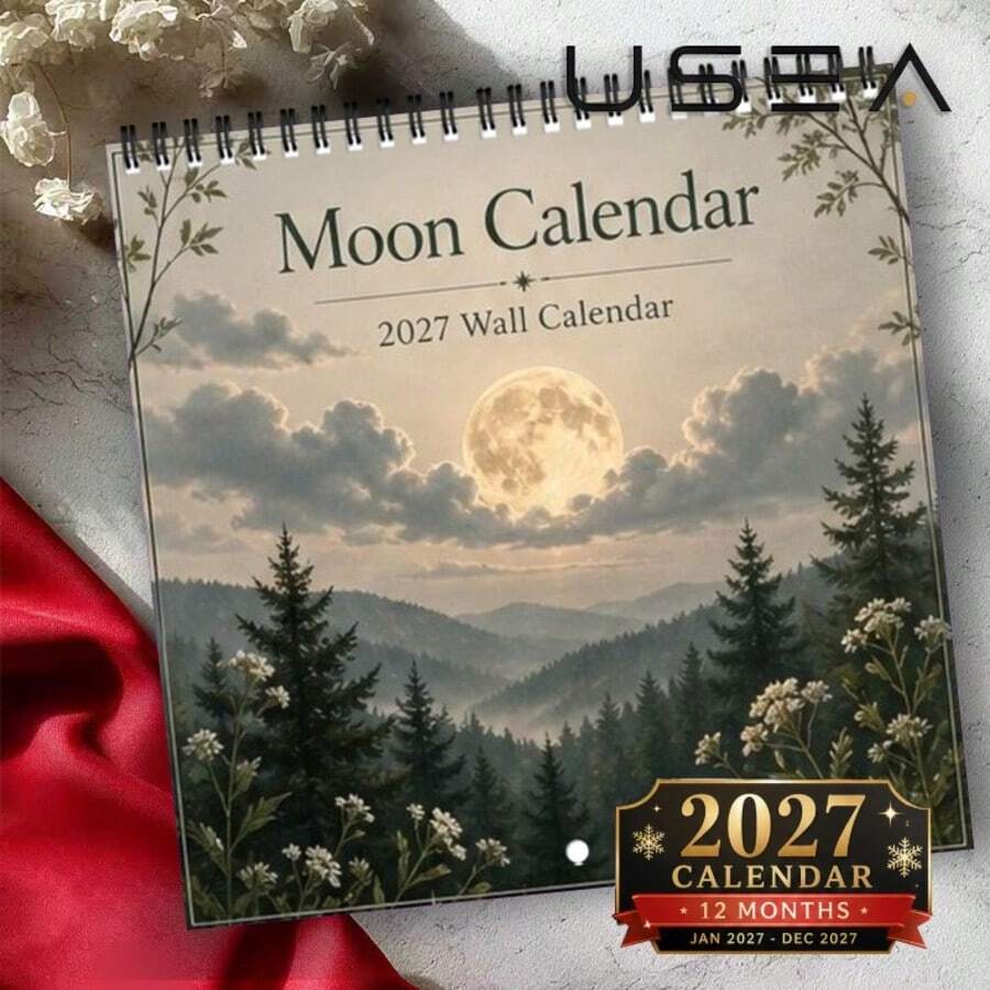 2027 Wall Calendar, 1pc 2027 Moon Theme Wall Calendar, 12 Months Annual ...