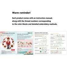 4pcs Nordic Style Christmas Theme DIY Embroidery Kit, Santa Claus, Nutcracker, Reindeer, Christmas Village With Embroidery Hoop, Handmade Kit For Beginners, Holiday Home Decor Embroidery - Multicolor - View 10