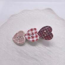 Sweet Plaid Heart Decor Hair Clip Side Bangs Girls Cute Duckbill Hair Accessory - Multicolor - View 4