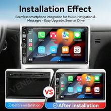 VENBES 7 Inch Single‑DIN Car Stereo, Wireless CarPlay & Wireless Android Auto, MP5 Car Radio Receiver With Bluetooth FM USB AUX - Main Unit + SWC Cable + 12‑LED Rear‑view Camera - View 7