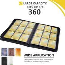 9-Pocket Card Album, Premium Zippered Trading Card Binder, 360-Side Double-Sided PU Material Card Album, Collector's Album, Card Holder For TCG, Sports Cards (6 Colors) - Multicolor - View 4