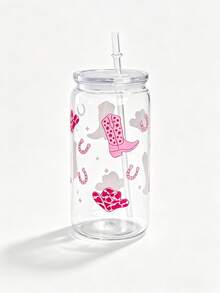 1pc Plastic Straw Cup With Christmas Sock Pattern, Suitable For Party, Camping, Holiday Gift, Party Favor, Cold Drinks, Iced Coffee Cup, Suitable For Ice Water, Cold Drinks, Room Temperature Water, Do Not Fill With Hot Water Above 50°C - Multicolor - View 5