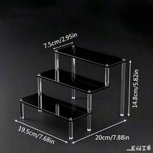 Kệ trưng bày trang trí acrylic màu đen, giá lưu trữ để bàn, phù hợp cho mỹ phẩm, chai nước hoa và bộ sưu tập trang sức - màu đen - Xem 10