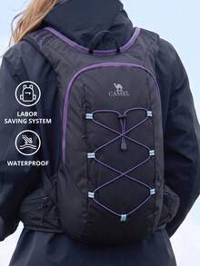 CAMEL CROWN Unisex Lightweight Large Capacity Backpack, Suitable For Hiking, Trekking, Casual Sports, Outdoor Climbing And Travel - Purple Ink Black - View 1