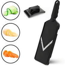 V-Shaped Kitchen Slicer, Handheld Vegetable Slicer With Hand Protection, Metal Blade, Suitable For Potatoes, Cucumbers, Carrots, Cabbage, Easy To Clean And Store - Multicolor - View 13
