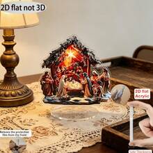1pc Christmas Rotating Carousel Desktop Decoration Multifunctional 2D Acrylic Plaque Winter Christmas Home Dorm Office Supplies Party Gift - 1PC - View 10