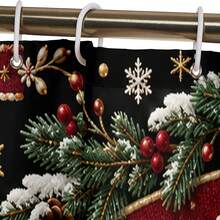 1pc/4pcs Chef Gingerbread Man Pattern Multi-Function Bathroom Decor Shower Curtain Set, Free 12 Hooks, Premium Holiday Atmosphere, Bathroom Mat, U-Shaped Floor Mat And Round Toilet Lid Cover, Suitable For All Occasions Decoration, Bathroom Set - Chef Gingerbread Man - View 5