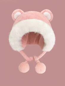 1pc Bear Ear Plush Ear Muffs Hat, Soft Aesthetic Street Style, Cute Practical Warm Bear Ear Hat, Suitable For Daily Commute In Cold Weather, Soft Warm And Secure, Winter Styling Item - Multicolor - View 9