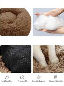 Deep Sleep Dog Bed Long Plush Round Calming Pet Bed Winter Warm Cat Bed Large Dog All Season Universal Dog Mat - Brown - View 9
