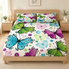 1pc Bow Print 3 Pieces Set (1 Duvet Cover + 2 Pillowcases), Skin-Friendly Fabric Soft And Breathable, Machine Washable And Anti-Pilling, Multiple Sizes Available, Suitable For Single And Double Beds, Perfect For Students, Renters, And Cartoon Lovers - Multicolor 2 - View 2