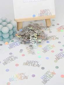 100/50/20pcs "Happy Birthday" Iridescent Glitter Confetti – Table Decorations For Birthday Parties, Party Decor, And Party Supplies - Multi-color - View 5