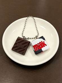 1pc Realistic Chocolate Keychain, Casual Food-Inspired Bag Charm, Sweet & Cool Backpack Pendant, Novelty Small Gift - Brown - View 13