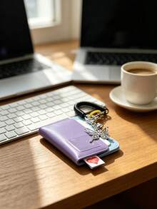 Card Holder Keychain Multi-Slot Card Holder, Spring Rope Strap With Hollow Metal Butterfly & Heart Pendant, Color-Block Layered Card Sleeve; Suitable For Students And Office Workers, Can Store Campus Card And Access Card, Daily Commute And Campus Travel, Valentine's Day And Birthday Gift, Sweet & Cool Y2K Style Portable Storage, Creative Small Gift For Best Friends - Multicolor - View 9