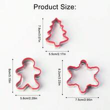 3pcs Red Edge Christmas Cookie Cutter Set, Stainless Steel Cookie Cutters, Suitable For Making Various Shapes Of Cookies, Christmas Tree, Snowflake, Gingerbread Man, Kitchen Baking DIY, Christmas Party Decoration - View 3