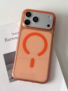 奢華高透明硬 PC 磁吸手機殼，適用於 iPhone 18 Pro Max、18 Pro、17 Pro Max、17 Pro，支援無線充電，透明清澈防摔防震保護殼 - 透橙 - 查看 4