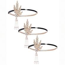 1/3 Pcs D MELEBIHI 1920-an Bando Flapper Daun Rhinestones Hiasan Kepala Pengantin Aksesoris Rambut Flapper Pengantin Rantai Kepala Untuk Wanita - MultiWarna - View 38