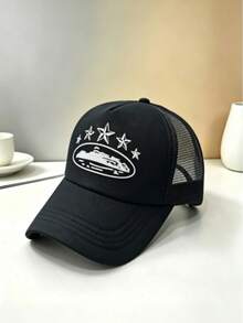Star Embroidery Baseball Cap Outdoor Sponge Mesh Baseball Cap Summer Breathable Mesh Trucker Hat Unisex - Five Stars - View 4