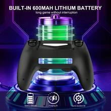 GAMINJA P48 Wireless Controller, Compatible With P4 Slim/P4 Pro/P3/PC Console, With 6-Axis Motion Sensing, Dual Vibration, Built-In Speaker, Motion Gyroscope, Headphone Jack, Touchpad - View 5