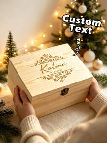 Custom Engraved Wooden Keepsake Box, Personalized Name & Date Storage Box, Gift Box For Birthday Holiday Back‑To‑School Thanksgiving, Memory Box - Multicolor - View 1