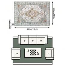 1件灰色綠色淺橘色復古波斯圖案波西米亞風仿羊絨長方形地毯，做舊斑駁細節，可機洗，適用於客廳臥室居家裝飾，四季通用，美學家居裝飾 - 彩色 - 查看 14
