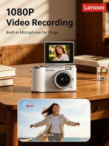 Lenovo Kamera Digital Retro Putih Mutiara | 48MP + Perekaman 4K HD, Lampu Pengisi Terintegrasi + Layar Lipat Selfie, Abadikan Suasana Menakjubkan dalam Foto Anda - View 6