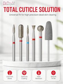 DeDryDS 6pcs Diamond Sand Nail File Drill Bits Cuticle Polishing Heads Nail Grinding Heads Electric Manicure Set, For Removing Acrylic Nails And Gel Nails - Home And Salon Use - Multicolor - View 5