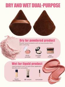 BS-MALL 10pcs Dual-Ended Purple Makeup Brush Set With Pink Triangle Pouch And Puff, Precise Application, Non-Irritating, No Shedding - Mauve Purple - View 4