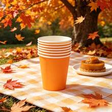 100/60/40/30/20/10pcs 8oz Orange Paper Cups, Disposable Cups, Tea Cups, Beverage Cups, Milk Cups, Coffee Cups, Suitable For Cold/Hot Drinks, Office, Travel, Birthday Party, Wedding, Autumn Party, Thanksgiving, Halloween, Holiday Celebration, Birthday Decoration, Home Decor, Pool Party, Christmas, Home Kitchen - Orange - View 5