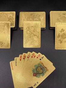 Luxury Gold-Plated Card Set, Exquisite Embossed Pattern, High-Quality Waterproof And Durable Material, Vintage Laser Engraved Design, Perfect For Collectors To Treasure, Suitable For Display On Shelves, A Highly Commemorative Unique Collectible And Gift - Multicolor - View 1