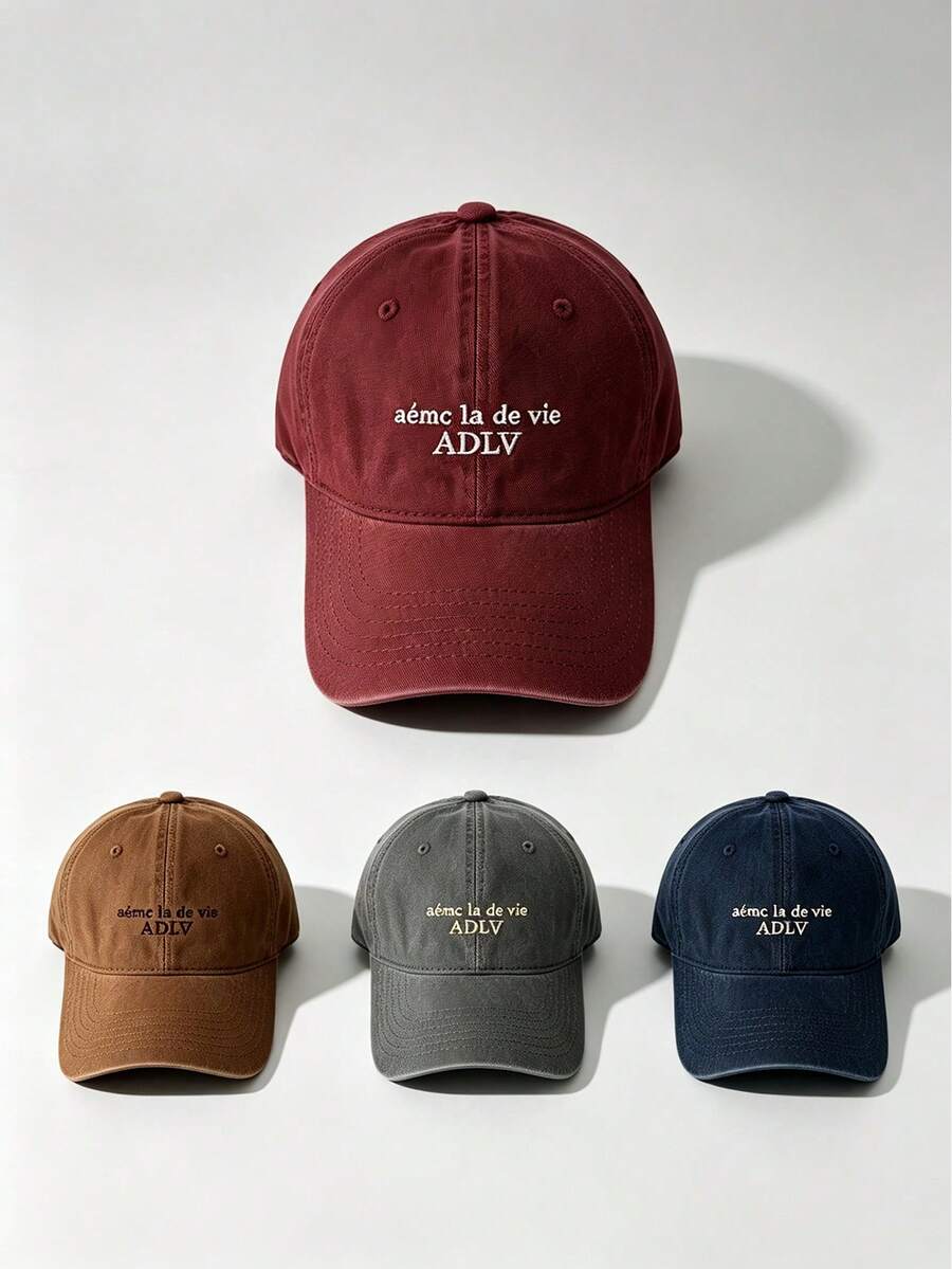 1pc Unisex Letter Embroidered Baseball Cap, Washed Fabric Adjustable Dad Hat, Fashion Street Style Hat For Travel & Outdoor Activities