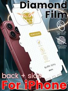 1件全覆蓋背膜,適用於 Apple Duo/18pro/18promax 側邊與背面保護,全面防護,防水防油,隱形高畫質背膜 - 白色 - 查看 9