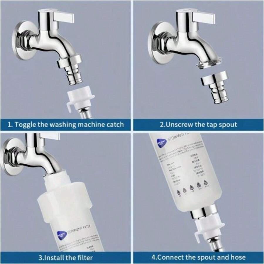 Washing Machine Filter, Washing Machine Hose Filter | 5 Micron Sediment Filter, Suitable For Washing Machine, Shower Head, Shower Faucet, Water Heater | Inline Filter, Home Water Purifier, Home Water Filtration System