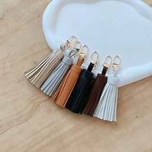 Leather Tassel Bag Charm, 6 Assorted Colors - Multicolor - View 1