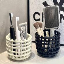 1pc Hollow Plastic Storage Box, Multi-Functional Organizer, Waste Face Towel Storage Box, Bathroom Sink Comb Holder, Makeup Brush Rack, Beauty Tool Storage Box, Suitable For Living Room, Bathroom, Kitchen, Student Dorm - Multicolor - View 7